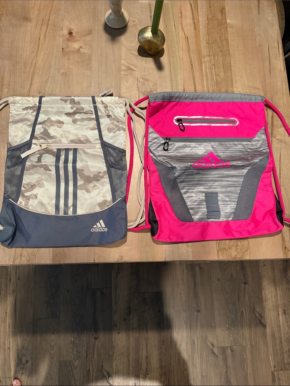 adidas Pink and Tan Drawstring Backpack Duo - Men's Sports Sacks